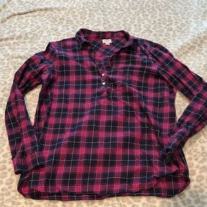 Pink plaid flannel popover- Jcrew